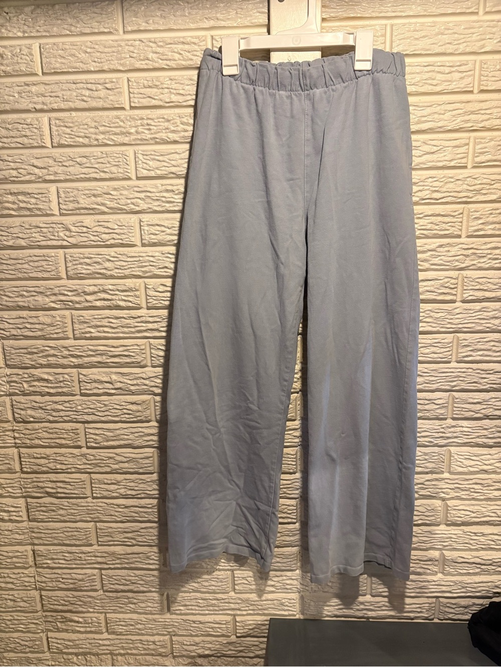 John Galt light Gray Blue Elastic Waist Wide-Leg Pants